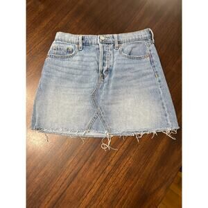 NWT Aero Blue Light Wash Button Fly High Rise Mini Denim Skirt, 10 Aeropostale